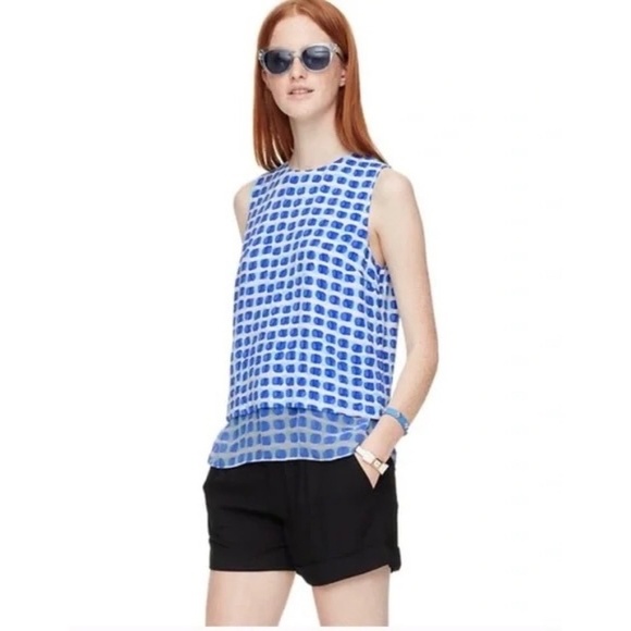 NWT!! KATE SPADE Island Stamp Layer Tank Top Silk Crepe Layered Blouse X-Small